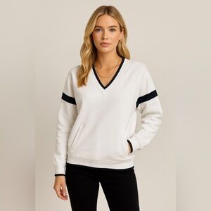 Commense Contrast Trim‎ Oversized Sweatshirt white size M